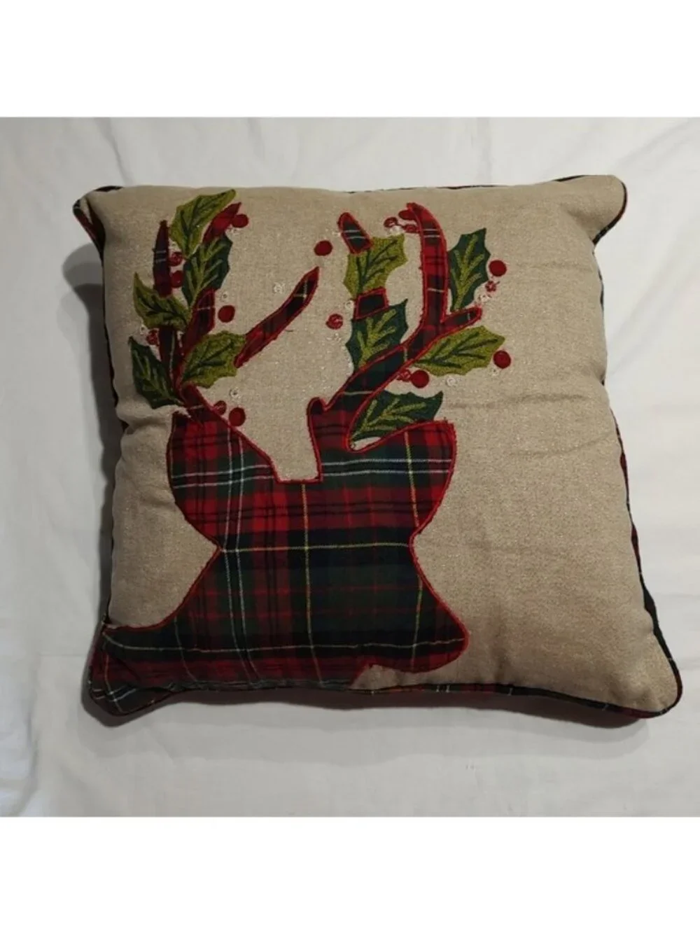 Pier 1 Imports Lighted Reindeer Holiday Throw Pillow 18x18